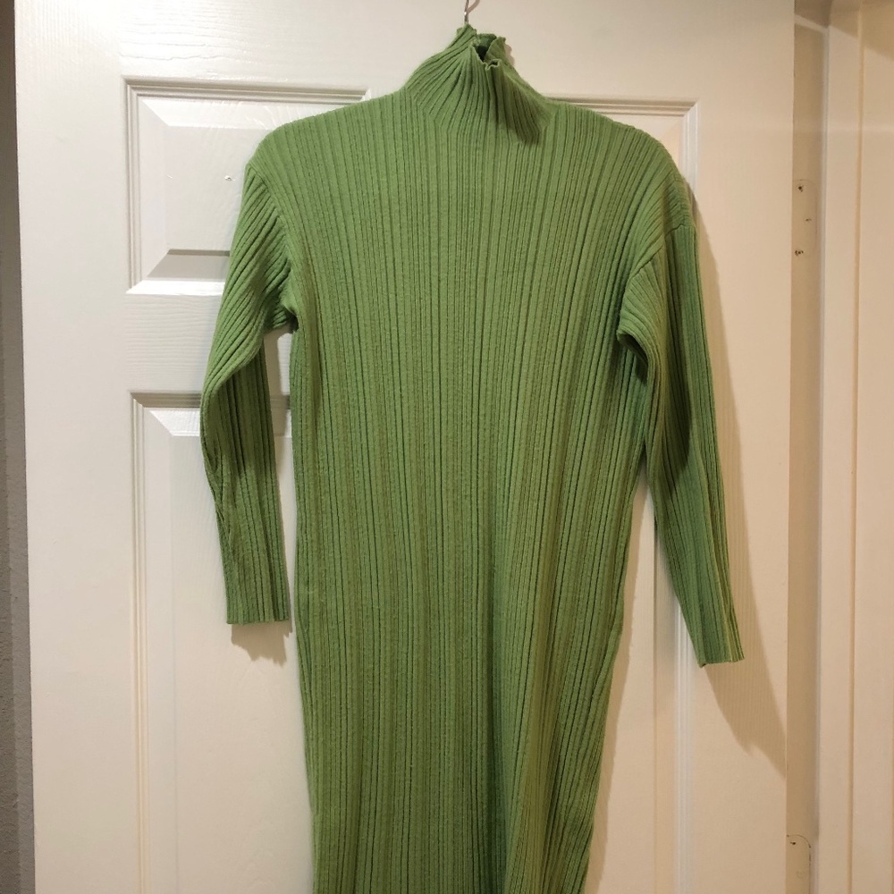 Zara green midi knit dress, very soft. Mock neck.